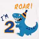 Dinosaur Birthday T Shirt 2nd Birthday Party Dino B-Day Boys Tee Gift, White