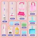 Toddler Cleaning Set, Kids Cleaning Carts Toy Set, Detachable Kids Mop Broom Set for Toddlers - Pretend Play Educational Toy (Pink)