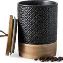 Ceramic Jar with Lid, Airtight Coffee Container, Kitchen Food Storage Jar for Coffee Bean Spice Sugar Cookie, Stackable Decorative Jars for Housewarming Gift, Coffee Bar Decor, Black 28 fl.oz