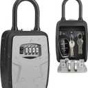 Key Lock Box Outdoor with Code, Large Key Lockbox for Keys Outside Portable Lock box for Keys, 4 Digit Combination Key Safe Storage, Waterproof Keybox for Outdoor Home Garage Office(Grey) (Door handle hung + Wall mounted)