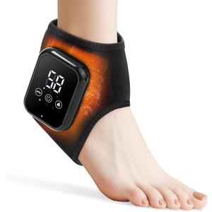 EDIFOLLY Cordless Ankle Heating Pad, Ankle Massager with Heat, Rechargeable Heated Foot Brace Wrap, 3 Vibration and Heating Modes, Auto Shut Off