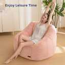 MAXYOYO Bean Bag Chair, Comfy Bean Bag Sofa with Back Support, Faux Fur Bean Bag Chair for Adults and Kids, Stuffed Floor Sofa for Living Room, Bedroom, Apartment, Pink, Large