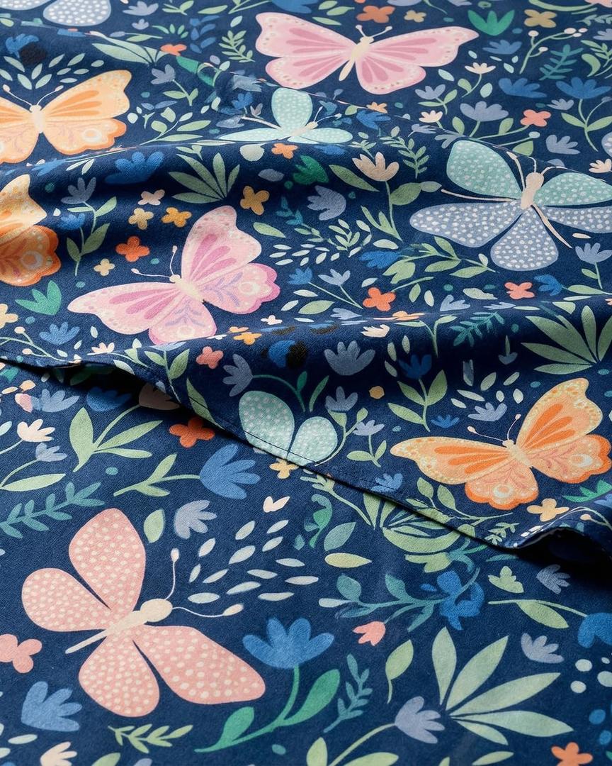 CGK Unlimited Kids Butterfly Meadow Twin 3 Piece Sheet Set - Boys, Girls, Teens, Toddler - Easy Fit Deep Pockets - Soft, Cooling & Breathable Sheets - Cozy, Fade and Wrinkle Free - Machine Washable
