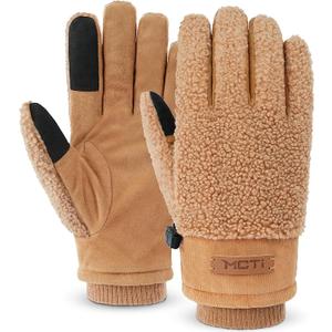 MCTi Winter Sherpa Gloves for Women Warm for Cold Weather Touchscreen Fleece Lining, Size Small
