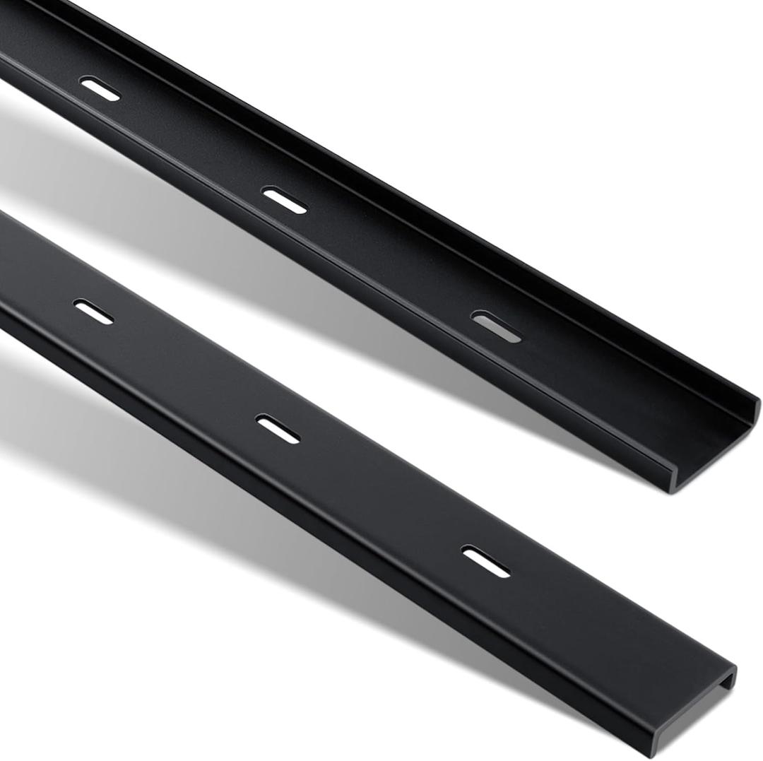 Blulu 2 Pcs 36" L X 2" W C Channel Steel Support Metal Support Bracing Hidden C Bracket for Table Top Live Edge Slab Woodworking, Black Coat Finish
