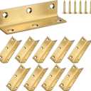 L Bracket, Heavy Duty Corner Brace, 10 Pack 4 Inch Stainless Steel Shelf Bracket Angle Bracket for Shelves, Gold Metal Braces for Wood, 100mm Overall Length