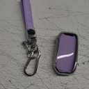 Sindeda for Kia Key Fob Cover,with Leather Keychain Protector Compatible with Cerato Ceed Forte NIRO Sorento Seltos Sportage Soul Telluride Remote/Smart Key,Key Fob Shell (Purple)