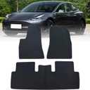 FZJDSD Black 3Pcs Front & Rear Floor Mats Carpet Velour Replacement Compatible with Tesla Model 3 2017 2018 2019 2020 2021 2022 2023