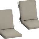 Arden 2-Pack earthFIBER Outdoor Patio Dining Chair Cushion, 20x44, Rain-Proof Seat Pad, Fade-Resistant Outdoor Cushion Sandbar Taupe Texture