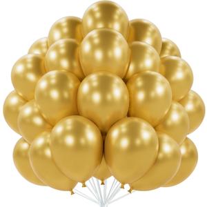 PartyWoo Metallic Gold Balloons 101 pcs 12 Inch Chrome Gold Latex Helium Balloons for Graduation Baby Shower Gender Reveal Christmas Wedding New Year Anniversaries Birthday Party Decorations Gold-G101