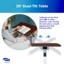 Invacare Bed Table, Height Adjustable & Tilting Overbed Table, Hospital Bedside Table, Medical Rolling Desk with Wheels, Waterproof Medical and Home Use L-Shaped Steel Base Over Bed Tray Table
