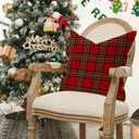 RABUSOFA Christmas Pillow Covers 18x18 Inch Set of 2 Indoor Outdoor Waterproof Scottish Tartan Plaid Classic Throw Decorative Cushion Cases for Christmas Decor Decorations for Home Couch Patio