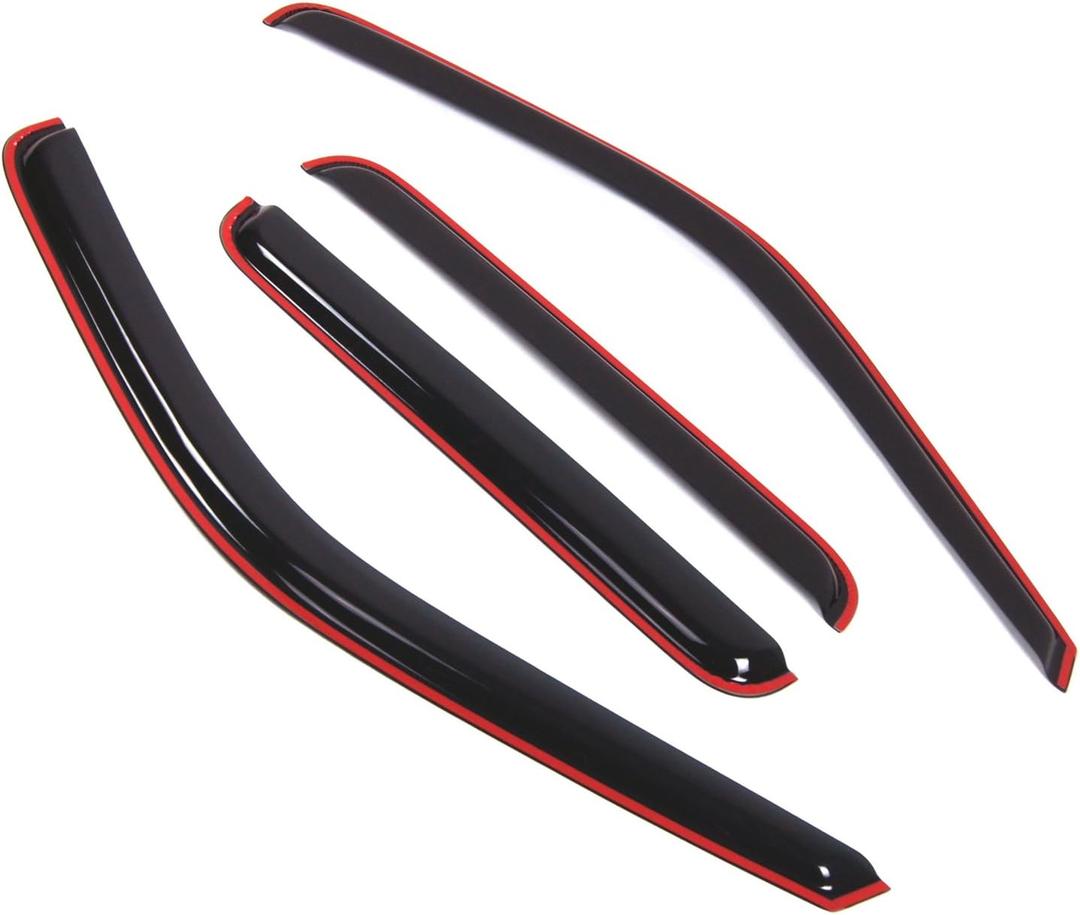 Tuningpros Window Visor Compatible With 1999-2016 Ford F-350 SuperCrew, DGWV2-192i-2 In-Channel Deflector Rain Guard Dark Smoke, 4 Pcs Set