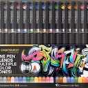 Chameleon Art Pens, 25-Pen Deluxe Set (15 Pens + 10 Color Tops) - Multicolor, 0.3mm Chisel Tip, Ambidextrous, Refillable, Perfect for Drawing, Coloring, Sketching