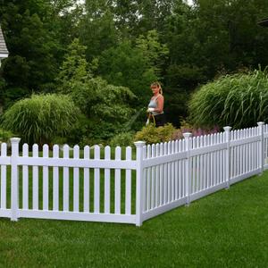 3ft H x 6ft W (1 Panel + 1 Post) No Dig WamBam Newport Fence Kit, White Vinyl Picket Fences, Easy Install Outdoor Fencing for Backyard or Patio, DIY Decorative Border, ZP19002