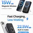 for MagSafe Power Bank iPhone,Portable Charger with Detachable USB-C Cable | Foldable Stand for Hands-Free Viewing, 14N Strong Magnetic Hold, 10000mAh Capacity, 4-Device Charging, 22.5W Fast Charging