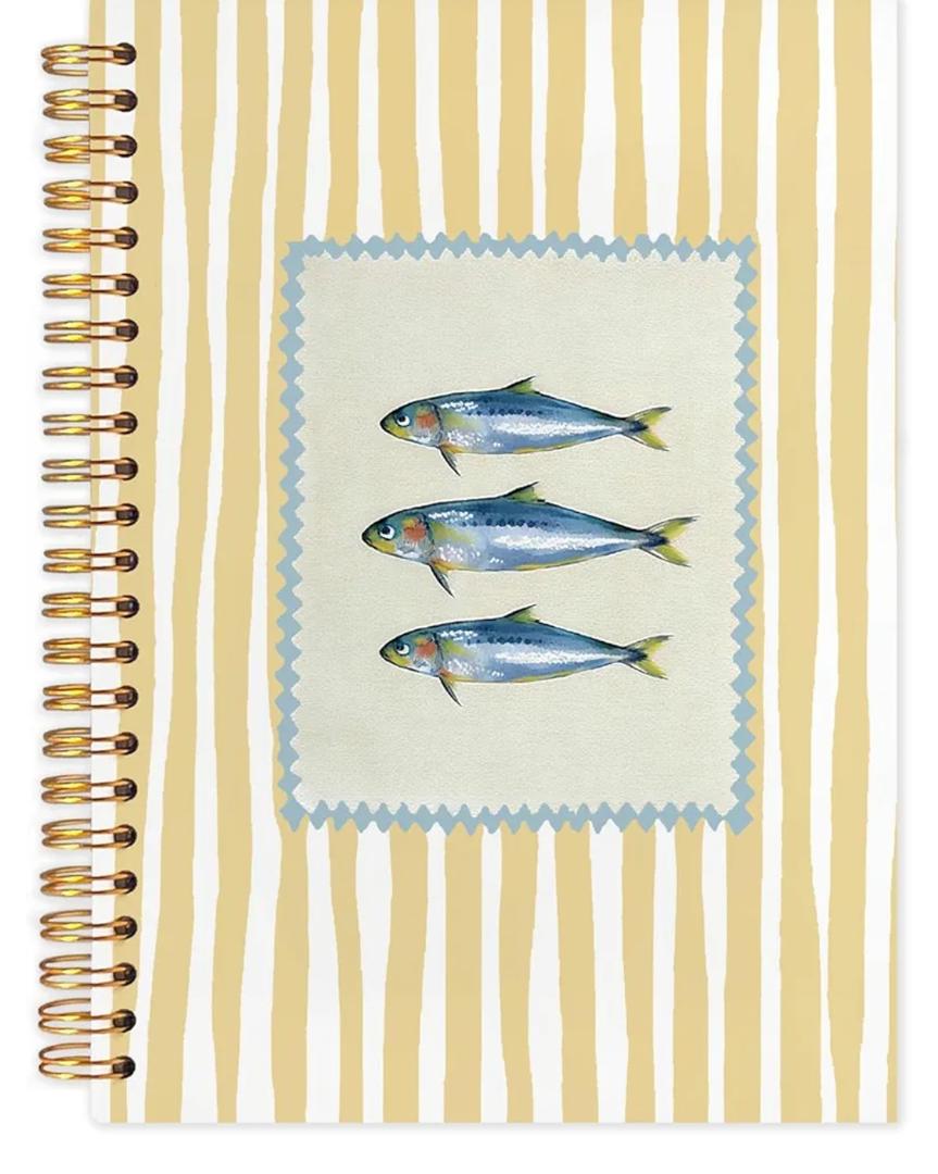 WUCHJ Vintage Sardine Fish Notebook, Coastal Beach Journal, Trendy Modern Yellow Stripes Aesthetic Notebook Journal for Note Taking, Gifts for Fishing Lovers, 5.5x8.3 Inch