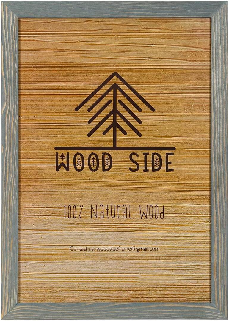 WOOD SIDE ORBIS Rustic Wooden Poster Picture Frame 20x30, Grey | Natural Solid Wood, Eco Distressed, Wall Mounting