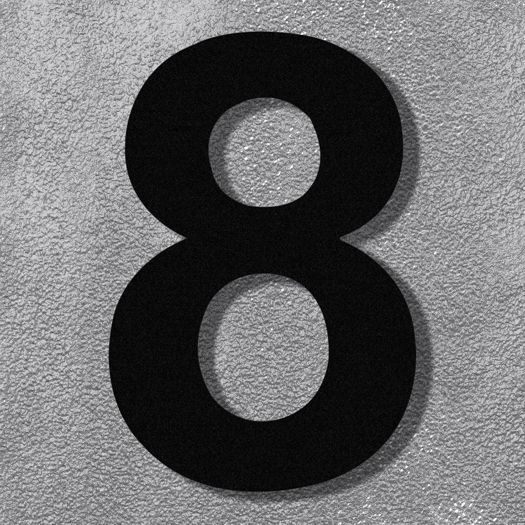 Modern 8-Inch Black Stainless Steel Floating House Numbers - Sleek & Visible Address Number for Home/Office- Weatherproof & Easy Install/Number 8