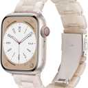 Band Replacement for Apple Watch 49mm 46mm 45mm 44mm 42mm 41mm 40mm 38mm Women Men Fashion Resin Wirstband Bracelet Strap for iWatch Ultra 3/2/1 Series 11 10 9 8 7 6 SE 5 4 3 2 1 (Starlight-Colorful ivory white)