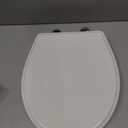Hibbent Premium Round Toilet Seat with Cover Quiet Close, One-Click to Quick Release, Easy Installation Non-Slip Seat Bumpers, Slow Close Toilet Seat and Cover, Easy Cleaning-White Color
