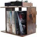 Vinyl Record Storage, Record Player Stand, Record Holder Wall Mount for 100 Albums, 3 Compartment Wooden Turntable stand for Magazine, Book, Albums
