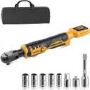 Cordless Ratchet Wrench for Dewalt 20V Battery, 3/8" Electric Ratchet Wrench Set, 88 Ft-lbs(120N.m), 500 RPM, Variable Speed, LED Light, 5 Sockets, 1/4" & 1/2" Adaptors, 3" Extension Bar(Tool Only)