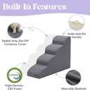 Lesure Dog Stairs for Small Dogs Pet Steps Ramp for High Bed and Couch with CertiPUR-US Certified Foam with Non-Slip Bottom, Grey, 4 Steps