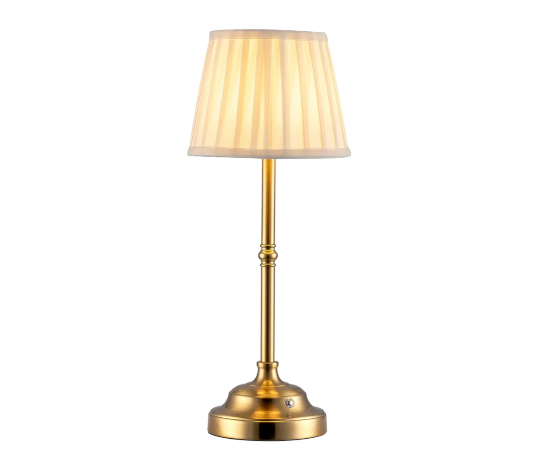 KDG Portables Cordless Table Lamp, Fabric Shade Desk Lamp, 4000mAh Rechargeable Battery Powered Lighting, Dimmable Light for Dining Room, Bedroom, Bedside, Bar, Night Light, Camping, Balcony (Bronze)