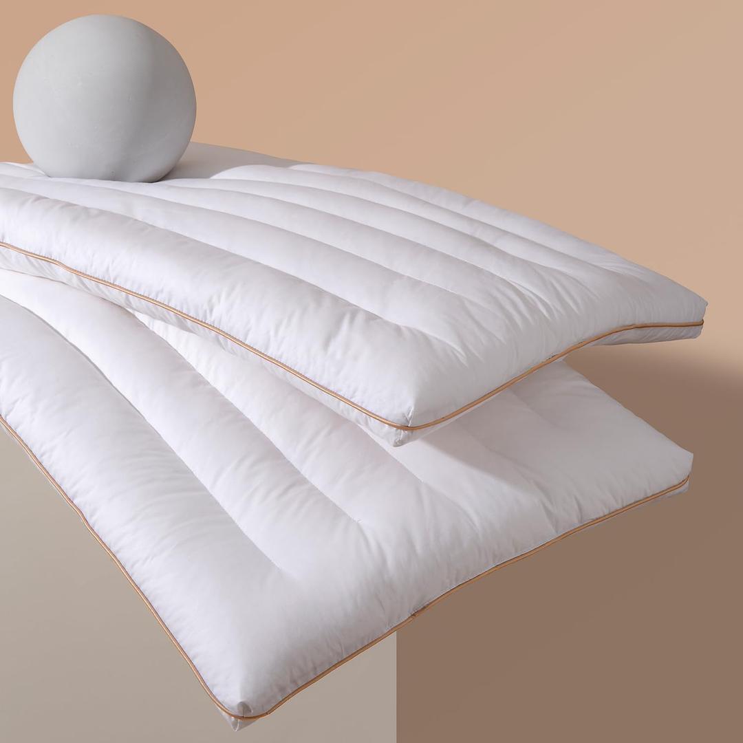 1 Packs Flat Pillows for Sleeping Thin, 2.5 inch Height Ultra Thin Pillows,100% Cotton Slim Bed Pillows for Stomach Sleeper,Standard Size - 18x26 in - 1pcs