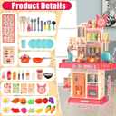 Play Kitchen for Toddlers, Kids Kitchen Playset Toddler Girl Toys with Cooking Stove Steam, Sink and Food Pretend Cooking Set Toy for 3 4 5 Year Old Kid Birthday (Red)