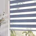 Persilux Cordless Zebra Blinds for Windows (24" W x 72" H, Dark Grey) with Upgraded Cassette Free-Stop Blackout Dual Layers Sheer Roller Shades Thermal Insulated Blinds for Office & Living Room