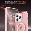 for iPhone 13 Pro Case 6.1 Inches 360Rotatable Magnetic Ring Invisible Stand,[Compatible with Mag-Safe] Military Shockproof Frosted Translucent Case,Pink