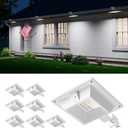 8 Pack White Solar Powered Gutter Lights Outdoor Decorative Waterproof 12 LEDs Yard Lamp for Lighting Fence, Railing, Outside Wall, Deck, Garden, Path, Backyard, Walkway, Patio, Holeless Installation