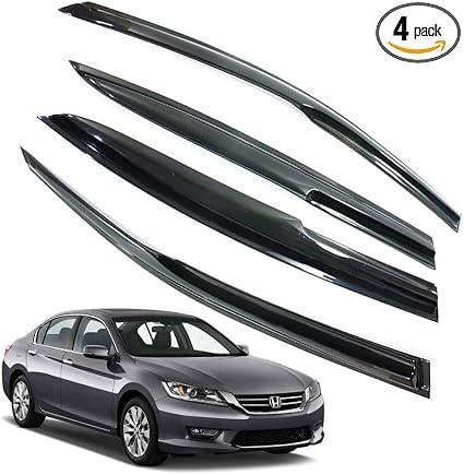 LETINGFAR Rain Guards for Honda Accord 2013-2017 4-Door Sedan, Black Modern Outside Mount Tape-on Side Window Deflectors for Cars, 4 pcs