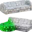 10Pcs Modular Kids Play Couch Glow, Convertible Play Fort Kids Couch, Instant Rebound 28D Foam Toddler Couch, Kid Sofa for Playroom, Bedroom Furniture, Gray and Space (Gray Universe)