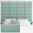 IFNOW Upholstered Wall Mounted Headboard, 3D Soundproof Wall Panels Peel and Stick for King Size, Reusable and Removable Tufted Bed Headboard in Grass Green (12 Panels, 10" x 24")