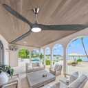 AUNLPB Ceiling Fan with light, 70 inch Outdoor Ceiling Fans for Patio with light Damp Rated, Large Wood Ceiling Fan for Indoor, Extior, Commercial, High CFM Propeller Ceiling Fans, Nickel color+gray