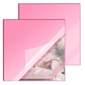 8x8 Inches Pink Mirror Acrylic Sheet – 2 Pcs Reflective Acrylic Panel for DIY Crafts, Home Décor & More (20x20 cm)