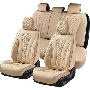 Coverado Automotive Seat Covers, Car Seat Covers Full Set, Beige Car Seat Cover, Car Seat Cushion Waterproof, Front Seats Back Seat Covers, Car Seat Protector Universal Fit Most Cars