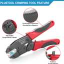 Plustool Crimping Tool for Heat Shrink Connectors AWG22-10, Ratcheting Wire Terminal Crimper - Crimping Pliers - Electrical Crimping Tool