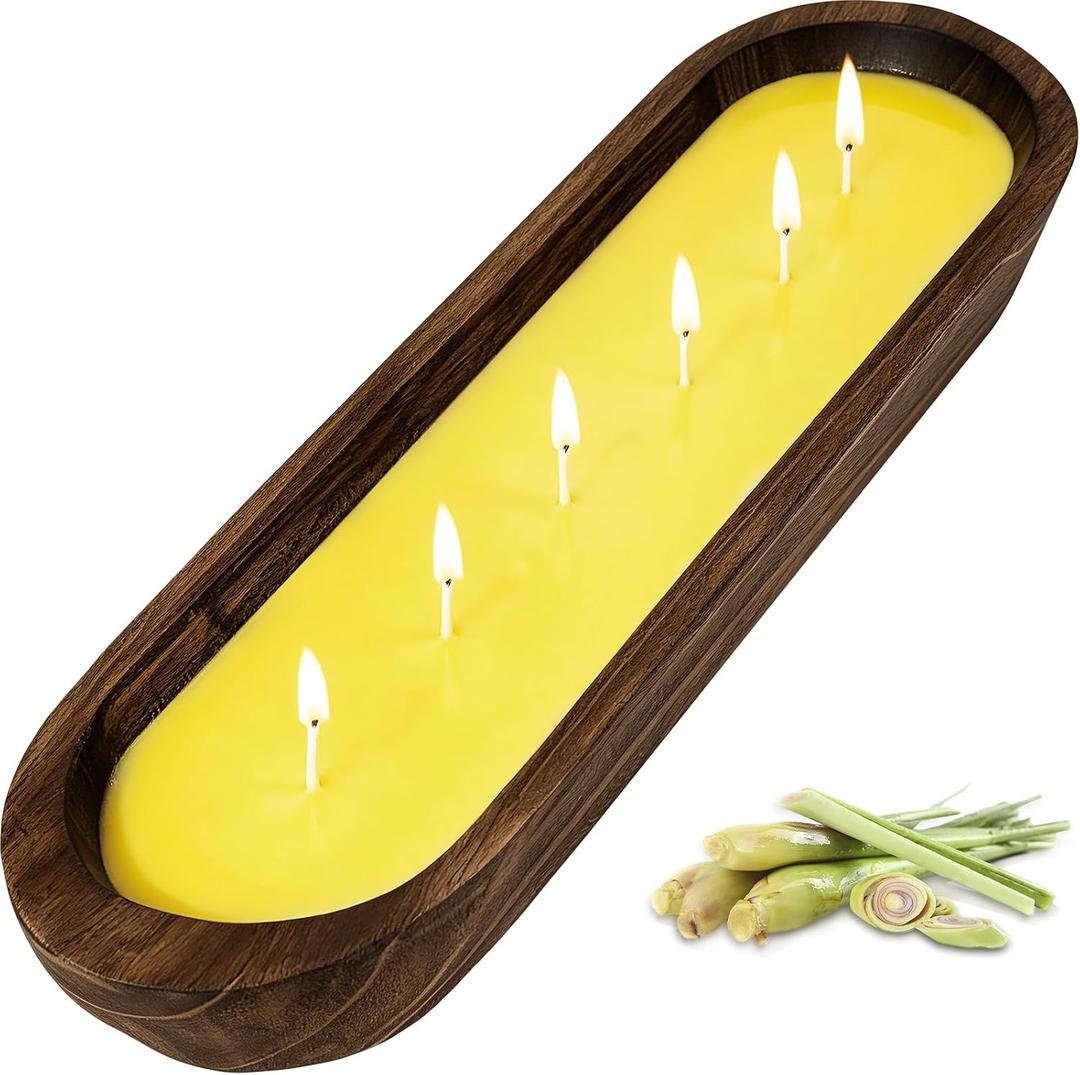 Citronella Candles Outdoor Large Scented Candle with Wooden Bowl
18.7oz & 6-Wick Big Bowl Candles, Up to 18 Hour Burn Time, for Patio, Porch, Backyard, Camping and Summer Gatherings