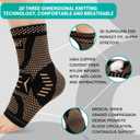 INDEEMAX Ankle Brace for Women & Men, Ankle Compression Sleeve Support Copper Infused Ankle Brace for Sprained Ankle, Plantar Fasciitis Sports, Achilles Tendonitis Pain Relief, Copper Black, S