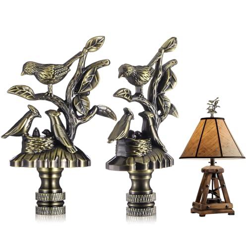 Chunful 2 Pack Birds Lamp Finials Decorative, Birds on a Nest Shade Antique Finial Lamp Toppers Screw Cap Knobs 1/4-27 Thread Decorative Knob Finials Accessories for Home Room