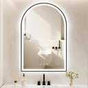 Arched LED Bathroom Mirror 20"x30", Black Bathroom Mirror with Lights-Anti-Fog, Dimmable-LED Mirror for Bathroom,3 Colors