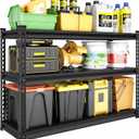 48" W Garage Shelving Heavy Duty, 1500LBS Loads Adjustable Garage Storage Shelves, 3-Tier Metal Shelving Units and Storage Racks, Industrial Utility Shelf,48" Wx18 Dx39 H, Black