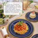 WDF Partyware 350PCS Navy Blue and Gold Plastic Plates with Rolled Napkins Include Dinner Plate 10, Dessert Plate 7, gold Cups 9 OZ, Pre Rolled Napkins for Birthday/Wedding/Party/Graduation