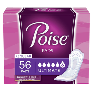 Poise Incontinence & Postpartum Pads for Bladder Leaks, 6 Drop Ultimate Absorbency, Regular Length, (2x56) 112 Count