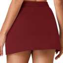 Vrtige Women's Casual Elastic High Waist Drawstring Workout Mini Skirt with Pockets (Red, L)