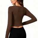 Women's Pilates Wrap Tops V-Neck Cross Tie Long Sleeve Shirt for Ballet Dance Yoga Workout, Large